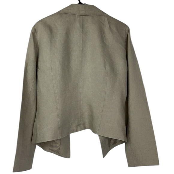 August Silk linen open face lined long sleeve blazer Sz L Taupe - Picture 3 of 9